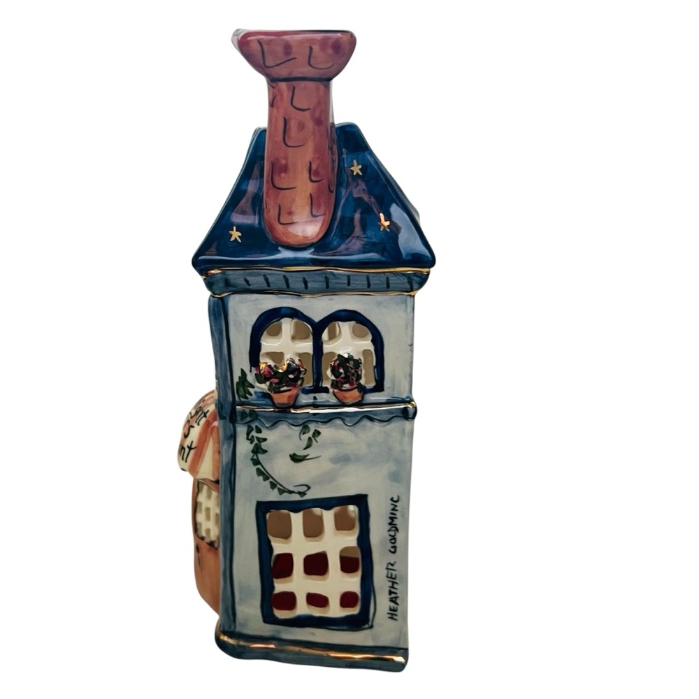 Blue Sky Moonlight Lovers Restaurant Ceramic House Tea Light Candle Holder - Picture 2 of 9